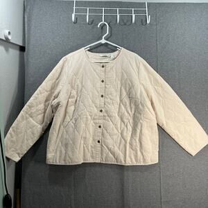 Denim & Co. Cotton Quilted Jacket Light Khaki Size X-Large